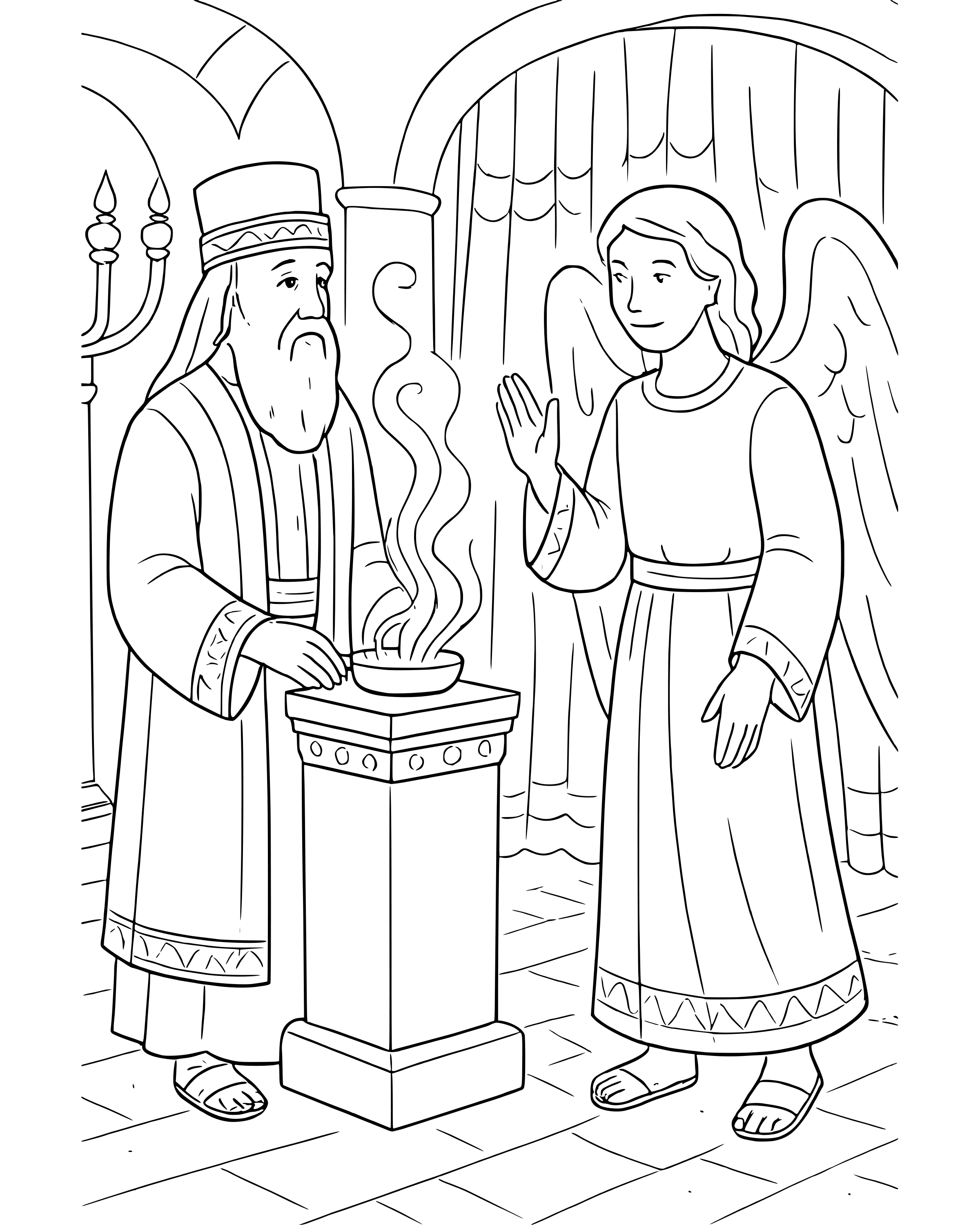 Detailed An Angel Visits Zechariah coloring page